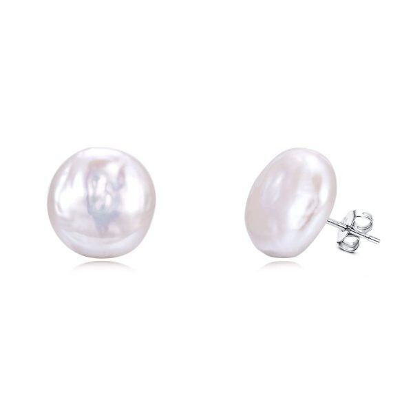 Sterling Silver Pearl Studs Earrings -0