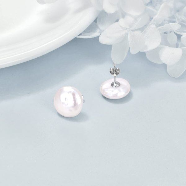 Sterling Silver Pearl Studs Earrings -3