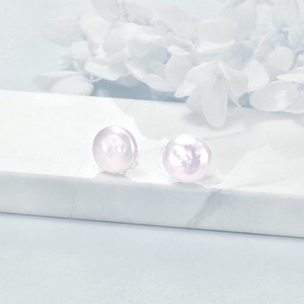 Sterling Silver Pearl Studs Earrings -4