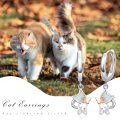 wholesale 925 Sterling Silver White Opal Butterfly Cat Dangle Hoop Earrings for Women-0-5