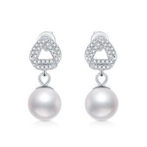 Sterling Silver Pearl Drop Earrings-0