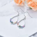 wholesale 925 Sterling Silver Rainbow 7 Chakra Gemstone Drop Earrings-0-2