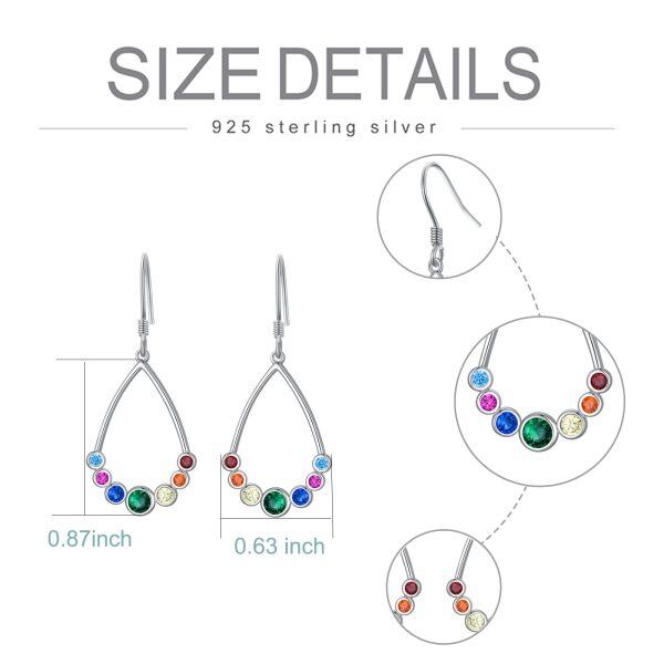 Sterling Silver 7 Chakra Dangle Drop Earrings-4