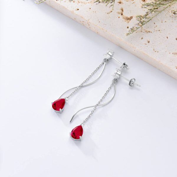 Sterling Silver Birthstone Stud Dangle Drop Earrings -2