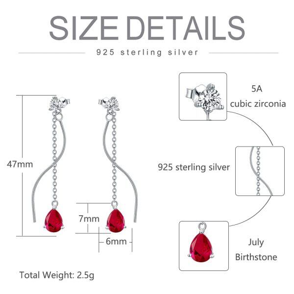 Sterling Silver Birthstone Stud Dangle Drop Earrings -3