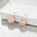 wholesale 925 Sterling Silver Plated Rose Gold  Hollow Scrollwork Round Ball Leverback Drop Earrings for Women-0-3