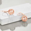 wholesale 925 Sterling Silver Plated Rose Gold  Hollow Scrollwork Round Ball Leverback Drop Earrings for Women-0-4