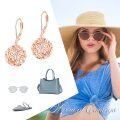 wholesale 925 Sterling Silver Plated Rose Gold  Hollow Scrollwork Round Ball Leverback Drop Earrings for Women-0-5