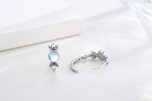 925 Sterling Silver Moon Hoop Earrings -1