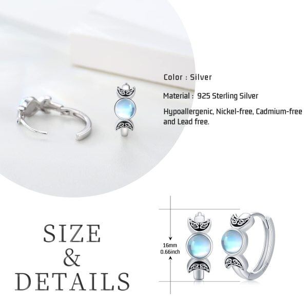 925 Sterling Silver Moon Hoop Earrings -5