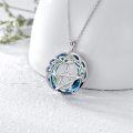 wholesale 925 Sterling Silver Round Blue Crystal Pentagram Celtic Knot Pendant Necklace for Women-0-1