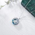 wholesale 925 Sterling Silver Round Blue Crystal Pentagram Celtic Knot Pendant Necklace for Women-0-2