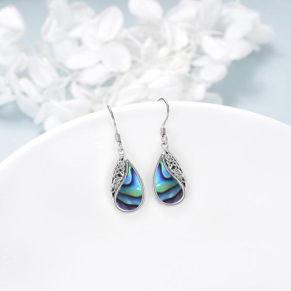 Sterling Silver Celtic Abalone Shell Dangle Earrings -2