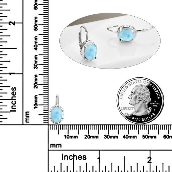 Sterling Silver Turquoise Teardrop Leverback Earrings-2