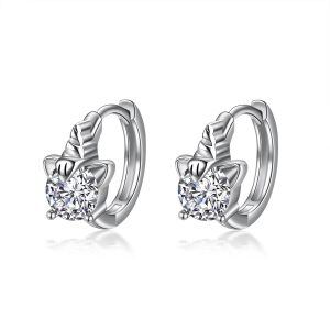 Sterling Silver Unicorn Hoop Earrings-0