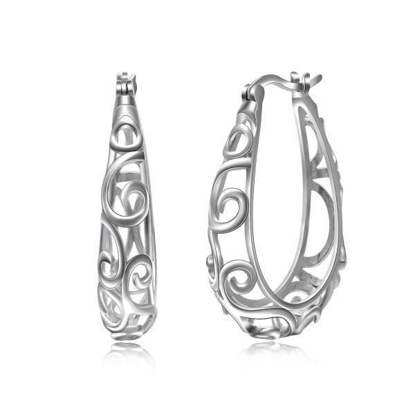 Sterling Silver Twisted Hoop Earrings -0