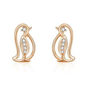 Sterling Silver Penguin Stud Earrings-0