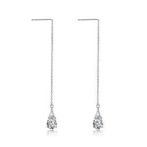 Sterling Silver Teardrop Threader Earrings -0