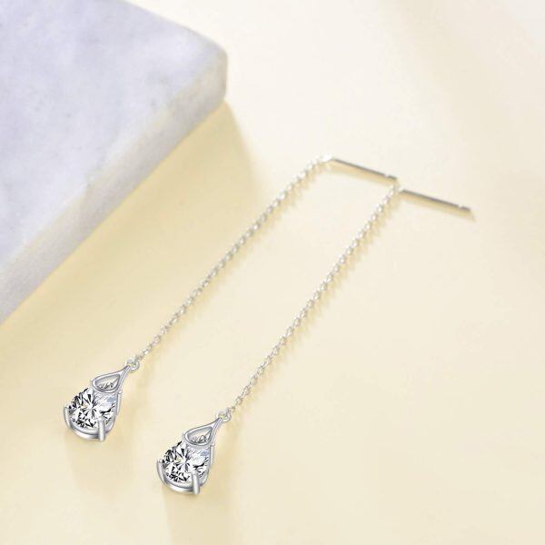 Sterling Silver Teardrop Threader Earrings -2