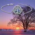 wholesale 925 Sterling Silver Ankle Anklet w/Abalone Shell & Blue Opal Crystals - Tree Of Life Design-0-4