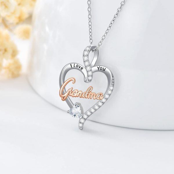 Sterling Silver Grandma Heart Necklace-3