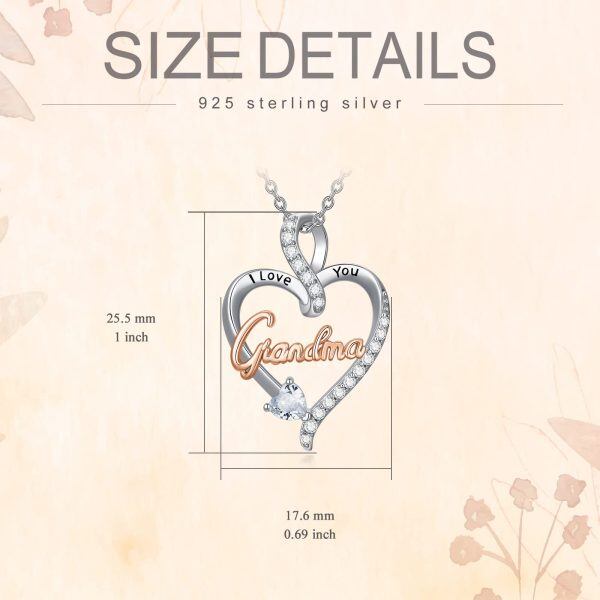 Sterling Silver Grandma Heart Necklace-4