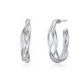 wholesale 925 Sterling Silver Twisted Wire Oval Hoop Earrings for Women-0-0