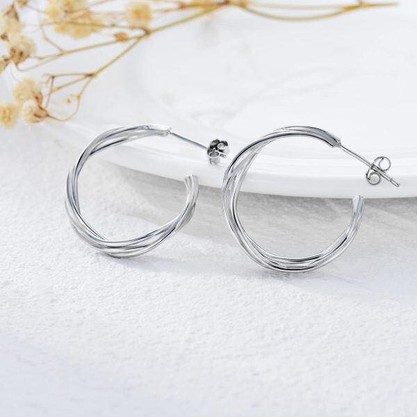 Sterling Sliver Hoop Earrings for Women-5