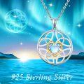 wholesale 925 Sterling Silver Heart Shape Opal Stone Celtic Knot Pendant Necklace for Women-0-3