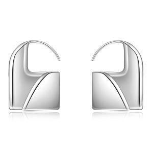 Sterling Silver Lock Earrings-0