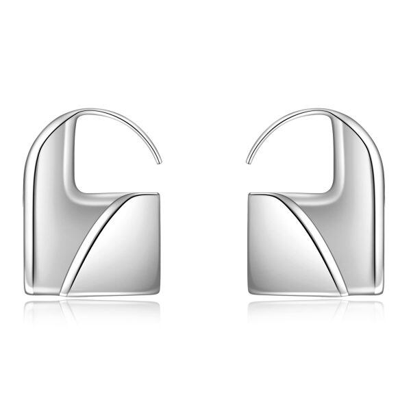 Sterling Silver Lock Earrings-0