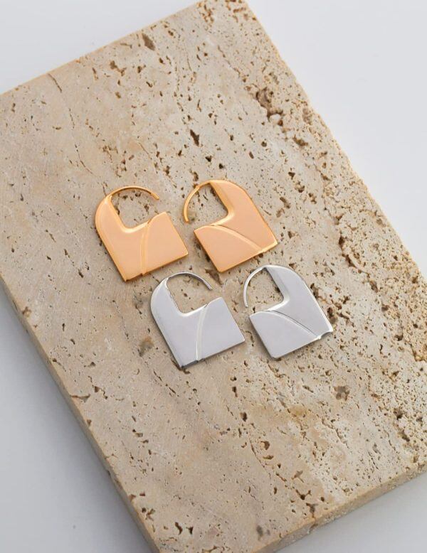 Sterling Silver Lock Earrings-2