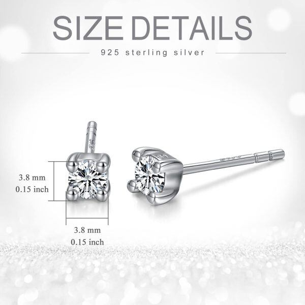 Sterling Silver Simple Lab Grown Diamond Stud Earrings-2