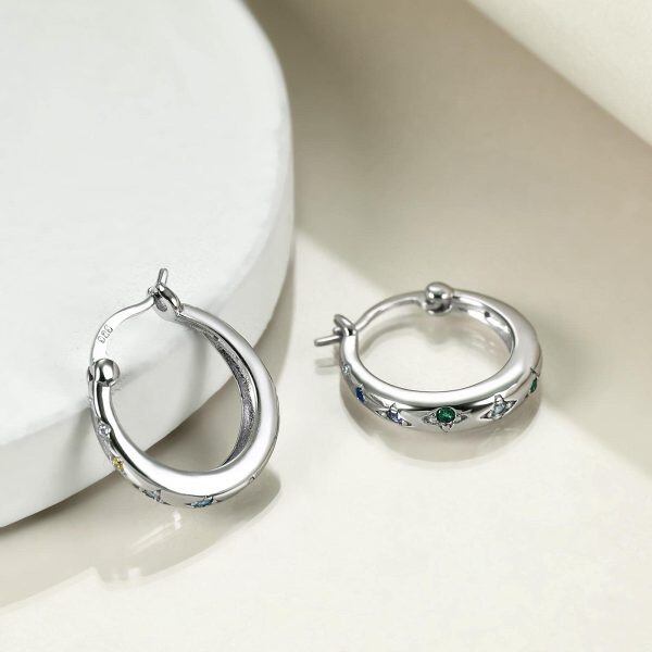 Sterling Silver Hoop Earrings-4