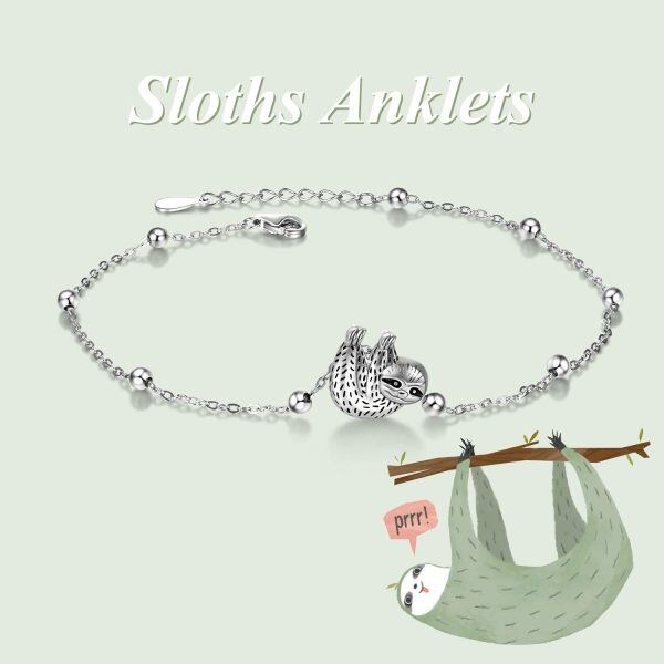 Sterling Silver Sloth Ankle Bracelets-4