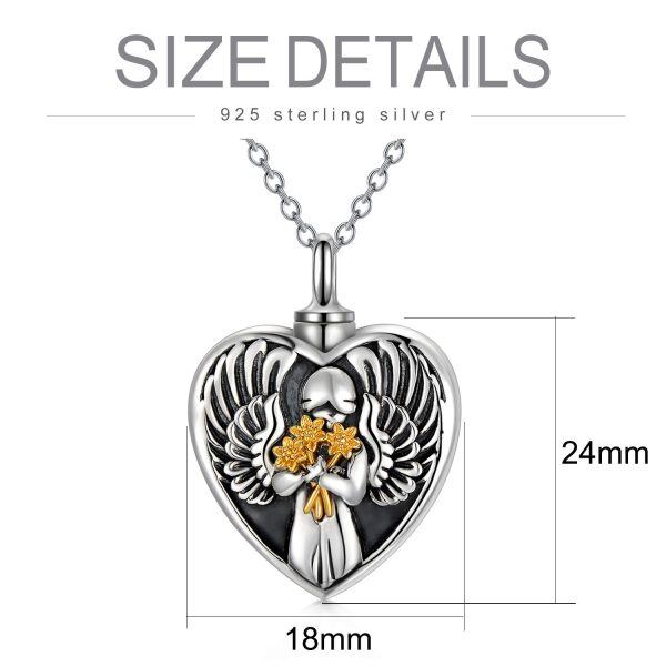 Sterling Silver Heart Angel Necklace-2