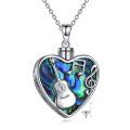 wholesale 925 Sterling Silver Heart Shaped Abalone Shell Guitar Music Notes Cremation Jewelry Keepsake Pendant Necklace with Funnel and Fill Tool-0-0