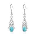 wholesale 925 Sterling Silver with Turquoise and Celtic Knot Design Dangle Earrings for Women-0-0