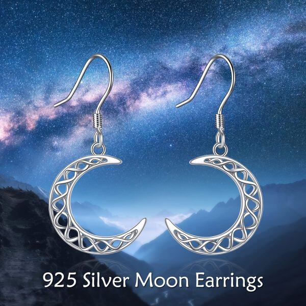 Sterling Silver Moon Earrings-4