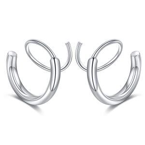 Sterling Silver Double Piercing Hoop Twist Earrings-0