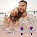 wholesale Sterling Silver Crystal Celtic Moon Dangle Earrings Birthstone Gift-0-5