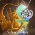 wholesale 925 Sterling Silver Heart-Shaped Purple and Blue Crystal Celtic Dragon Pendant Necklace for Women-0-1