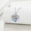 wholesale 925 Sterling Silver Heart-Shaped Purple and Blue Crystal Celtic Dragon Pendant Necklace for Women-0-4