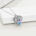 wholesale 925 Sterling Silver Heart-Shaped Purple and Blue Crystal Celtic Dragon Pendant Necklace for Women-0-5