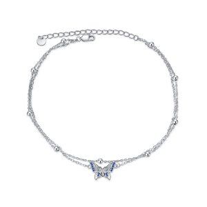 Sterling Silver Butterfly Ankle Bracelet-0