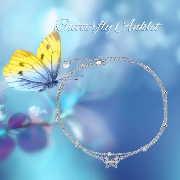 Sterling Silver Butterfly Ankle Bracelet-3