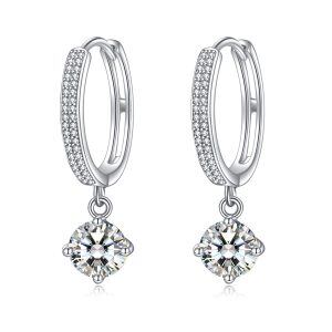 Sterling Silver Hoop Dangle Earrings -0