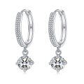 wholesale 925 Sterling Silver Round Cut Moissanite Drop Earrings with Cubic Zirconia Accents-0-0