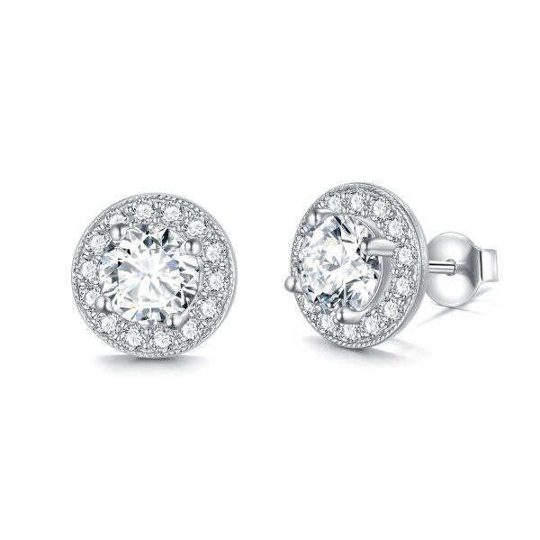 Sterling Silver 2CT Moissanite Stud Earrings -0