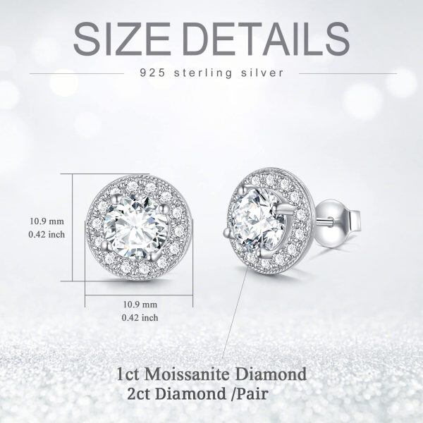 Sterling Silver 2CT Moissanite Stud Earrings -2